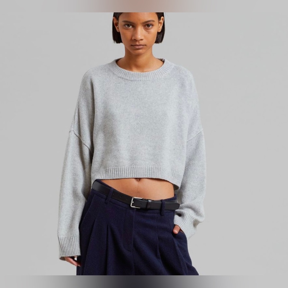 Frankie Shop Liza Cropped Sweater in Black